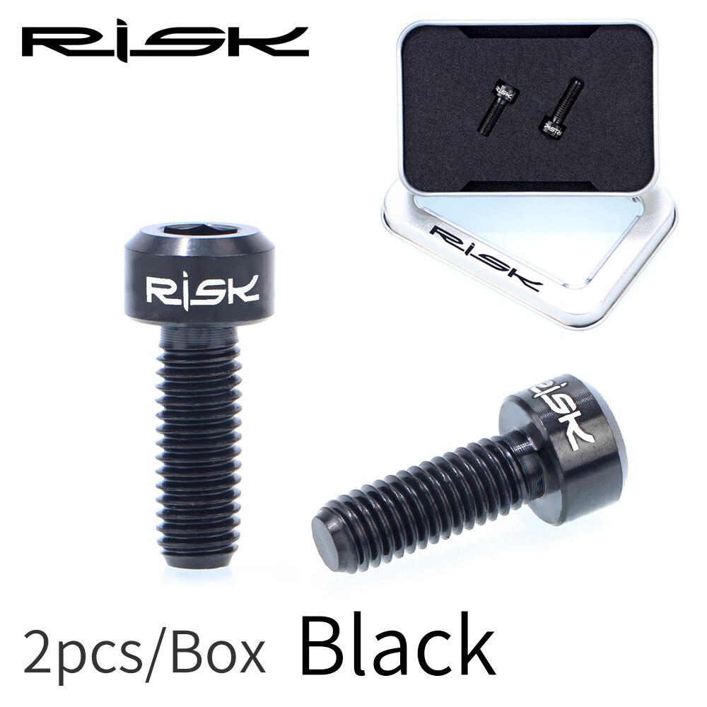 Risiko 2 stk  m5*14 titanium bremsegrebsbolte til mtb gearskifter skruer fast bremsegreb bolt 4 farver cykeldele: Sort