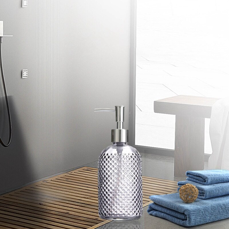 Large 400ML Manual Soap Dispenser Clear Glass Hand Sanitizer Bottle Containers Press Empty Bottles Bathroom