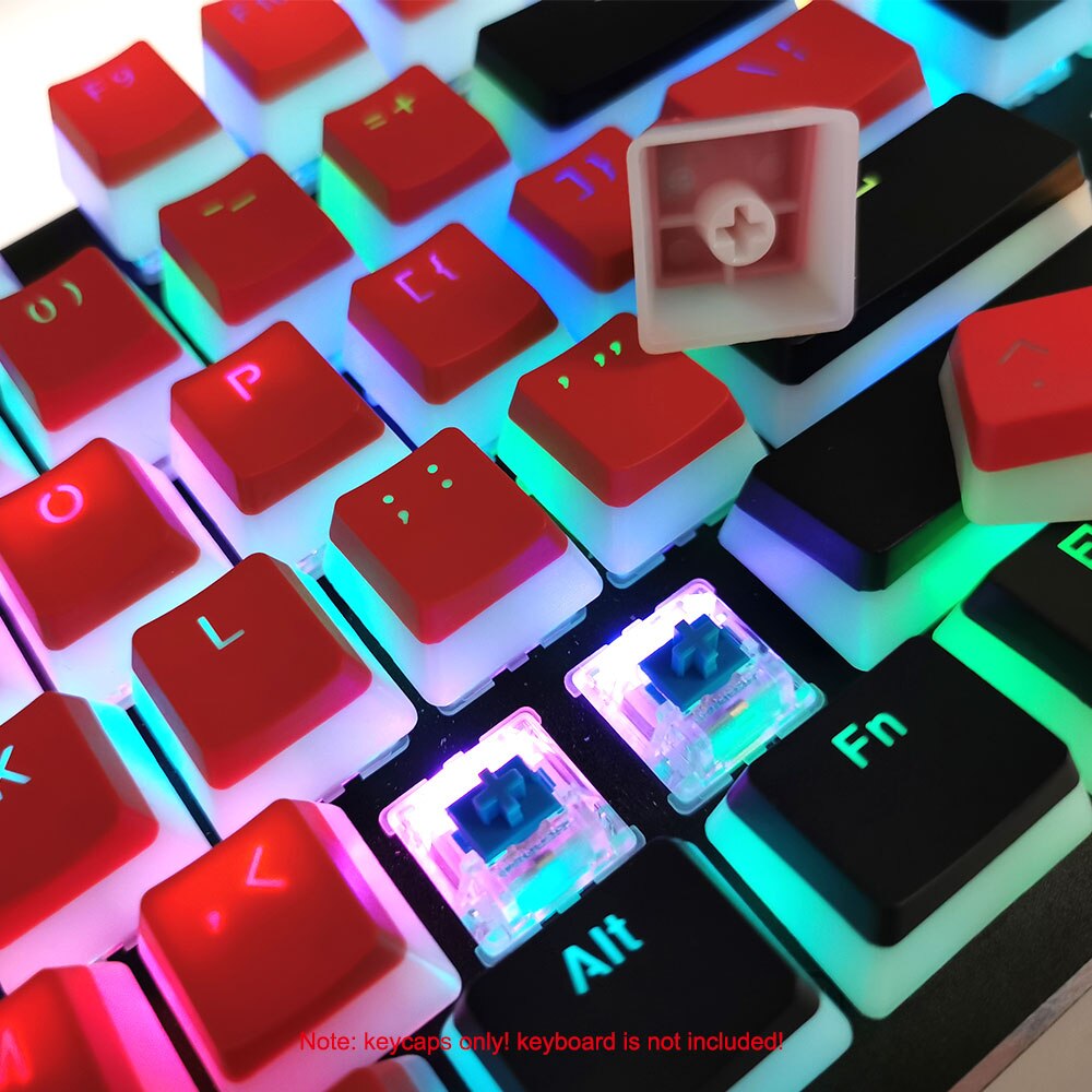 Pudding Keycaps PBT Doubleshot Keycap OEM Backlit Keycaps Shine Through Key Caps Mechanical Keyboard Red Keycap For Cherry MX