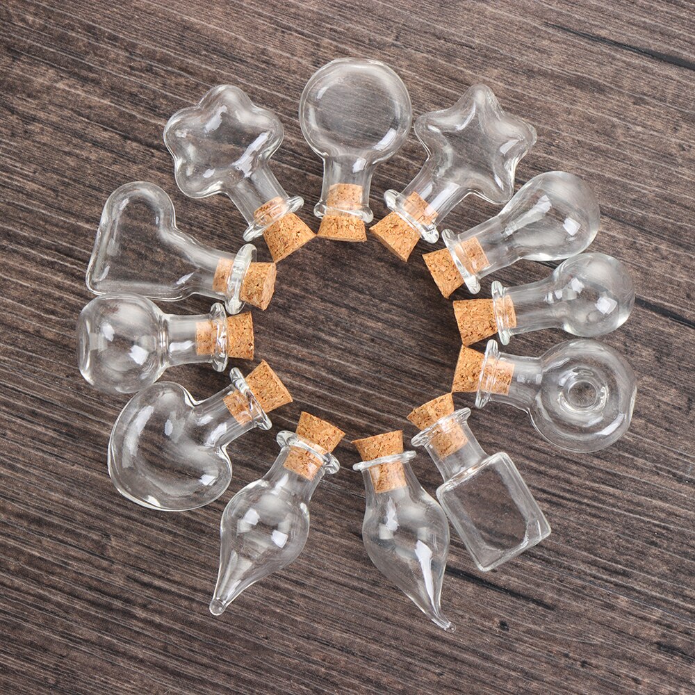 Mini botellas de vidrio con corcho, frascos de muestra vacíos para bodas, decoración del hogar, colgantes para manualidades, tapón de corcho, ampolla de almacenamiento, 5 uds.,