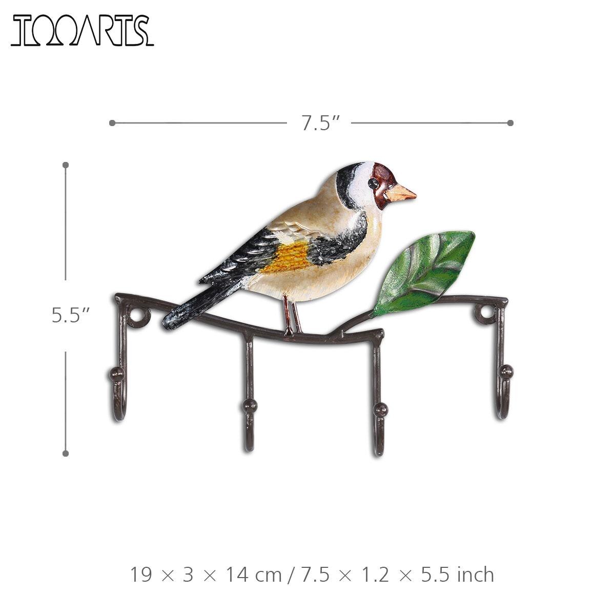 Tooarts-colgador de pared de gato de hierro, gancho de decoración, 4 ganchos para llaves, colgador de pared, paraguas decorativo, conveniente: Bird Wall Hook