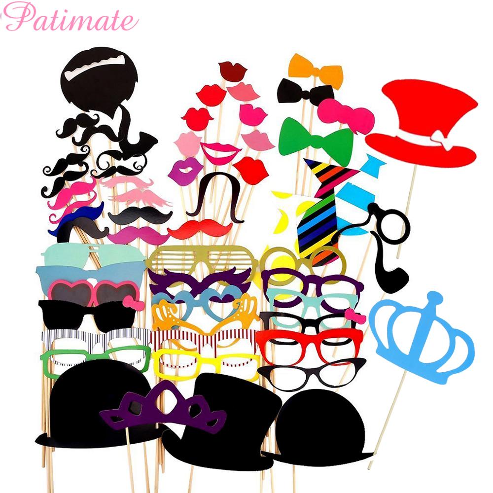 PATIMATE Wedding Photo Booth Props Wedding Party D... – Grandado