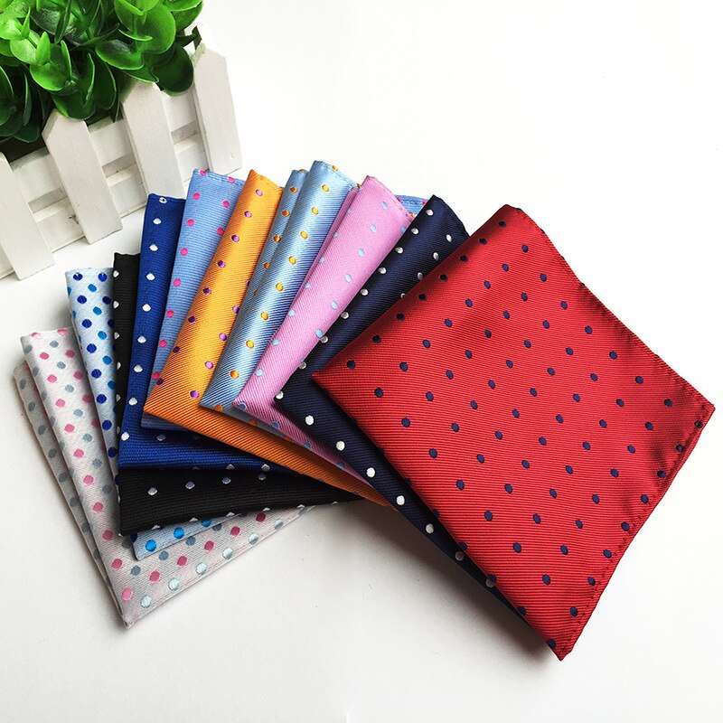 18 Colors Mens Pocket Square Dot Handkerchief Hanky for Men Business Wedding Suit Hanky 25cm*25cm