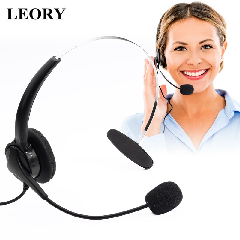 Telefoon Headset Callcenter Operator Kristal Hoofd Handsfree Noise Cancelling Hoofdtelefoon Met Micro Voor Telefoon