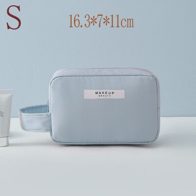 Bolsas de maquillaje de esteticista, bolsa de viaje para cosméticos para mujeres, bolsa organizadora de aseo suave, bolso de maquillaje, bolsa de belleza impermeable, neceser: S - Blue