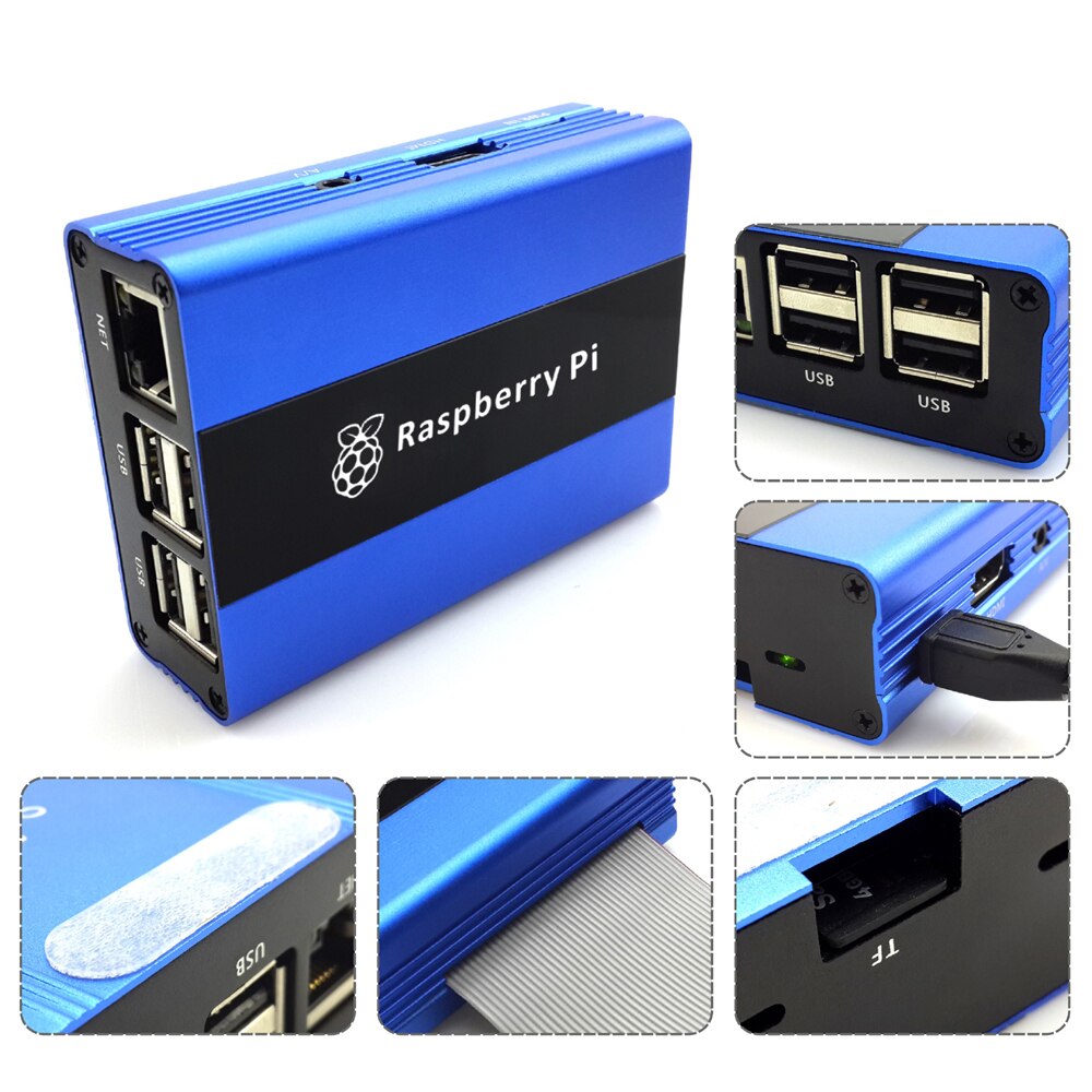 Blue Aluminum Case for Raspberry Pi 3 Compatible with Raspberry 2 B+ Protective Shell