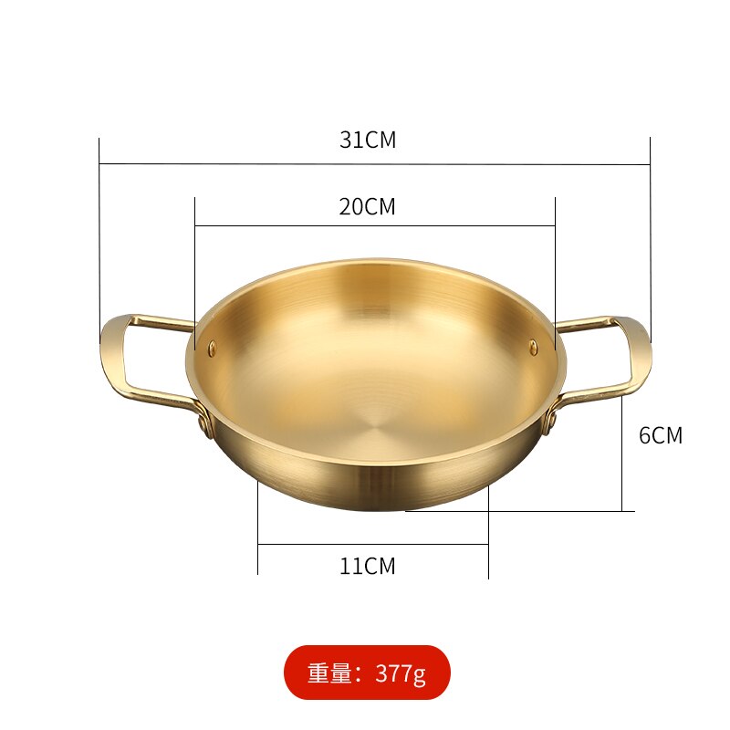 Ollas de Metal para cocina, Mini ollas coreanas de acero inoxidable, Conjunto de cerámica, utensilios de cocina para el hogar OC50MG: gold 20