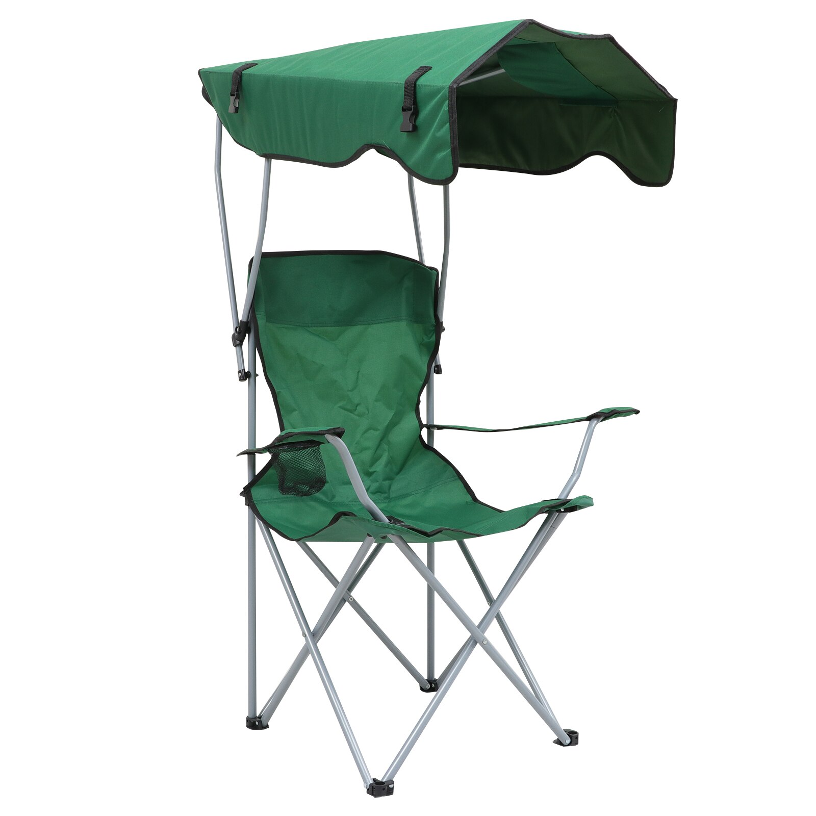 Udendørs foldning fiskeri camping solskærm strandstol baldakin bærbar foldbar fodstøtte med kopholder let sæde stol: Grøn