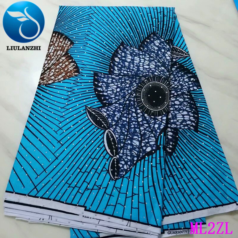 LIULANZHI tejido Ankara encerado poliéster estampado africano tela 6 yardas/pieza nueva cera de poliéster con piedras ML2ZL36: ML2ZL39