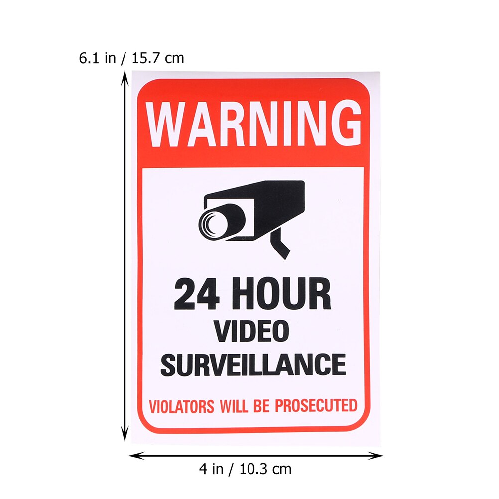 20pcs Video Surveillance Warning Sticker Adhesive 24-hour Video Surveillance Signs