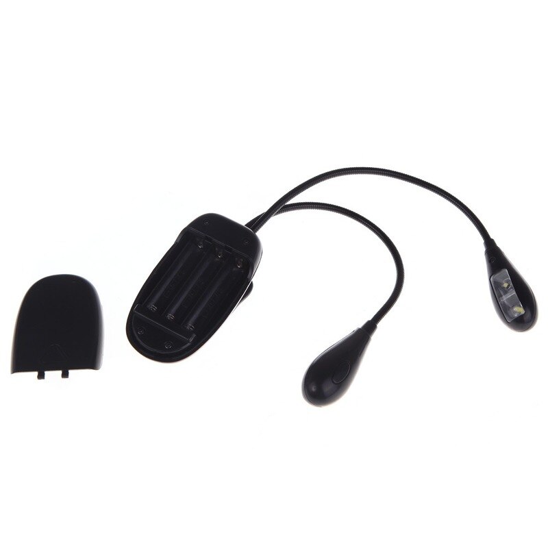 Klip -on 2 dobbeltarme 4 led bog nodestativ lys lampe sort til klaver violin musikinstrumenter performance
