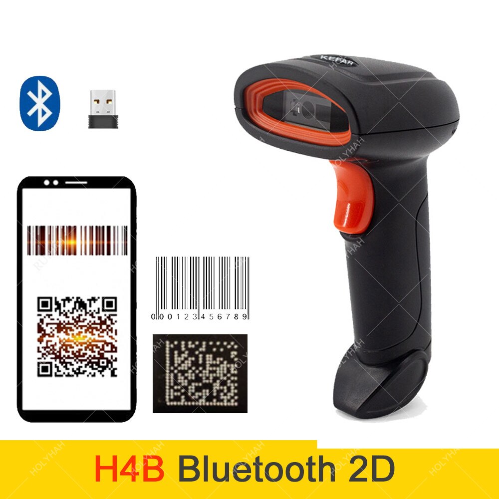 Handheld kabellos Barcode Scanner Tragbare verdrahtet 1D 2D QR Code PDF417 Leser für Einzelhandel Einkaufen Logistik Lagerbier: H4B Bluetooth 2D