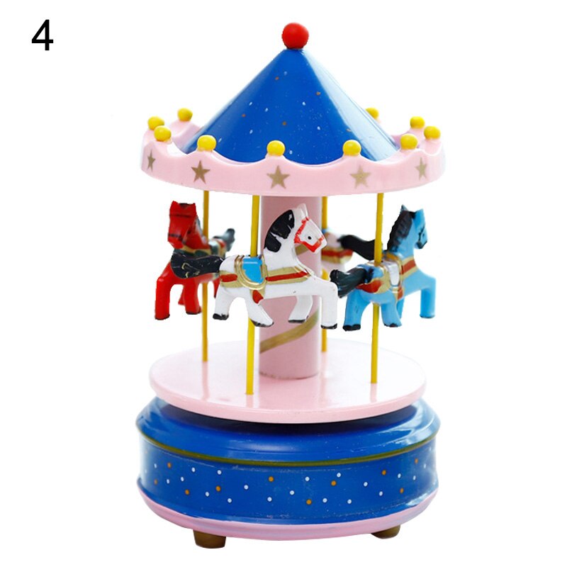 Romantic Carousel Horse Music Box Toy Artistic Wooden Carousel Music Boxes Valentines Day Home Deocr: 4