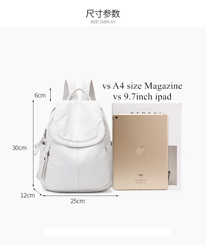 Witte pu leren rugzak voor dames reistas schooltassen voor tienermeisjes rugzak sac a dos mochila feminina