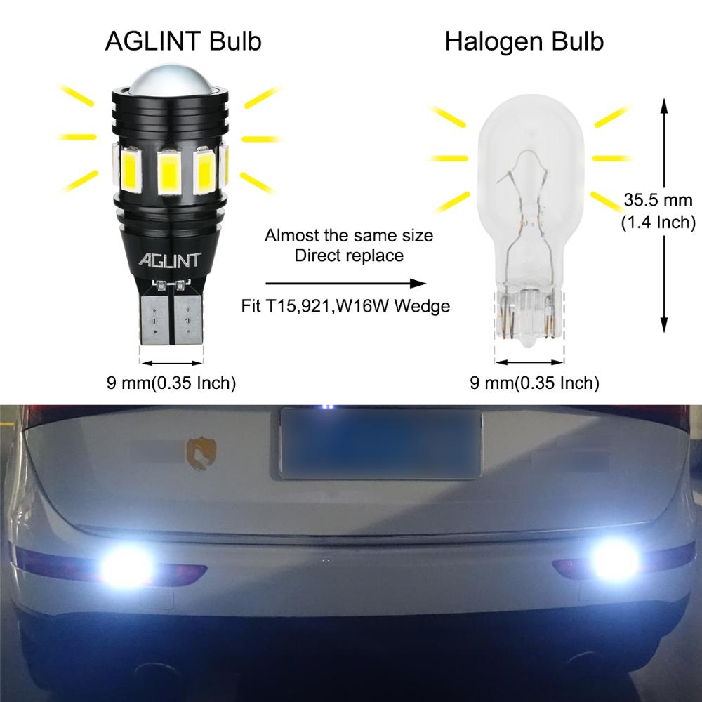 AGLINT 2PCS T15 W16W 912 921 LED Bulbs CANBUS No Error LED 5630 3030 SMD For Car Back Up Light Reverse Lights White 6000k 12-24V