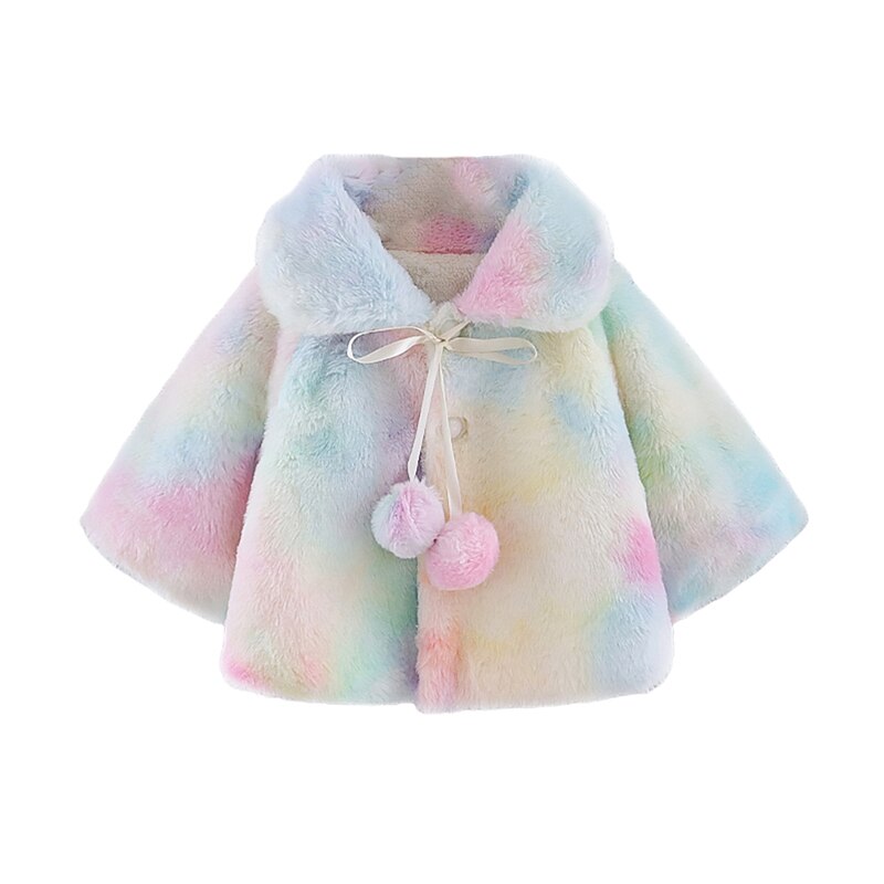 Baby girl tie-dye Coat Outerwear Winter Long Flare sleeve Warmwear for Toddler Streetwear kids clothes: 100