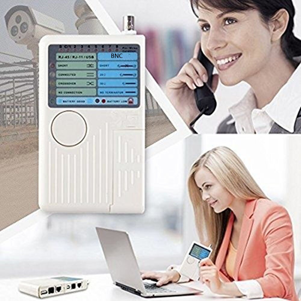 Tester per cavi di rete professionale multifunzione 4 In 1 RJ45/RJ11/USB/BNC cavo LAN Cat5 Cat6 Tester per cavi