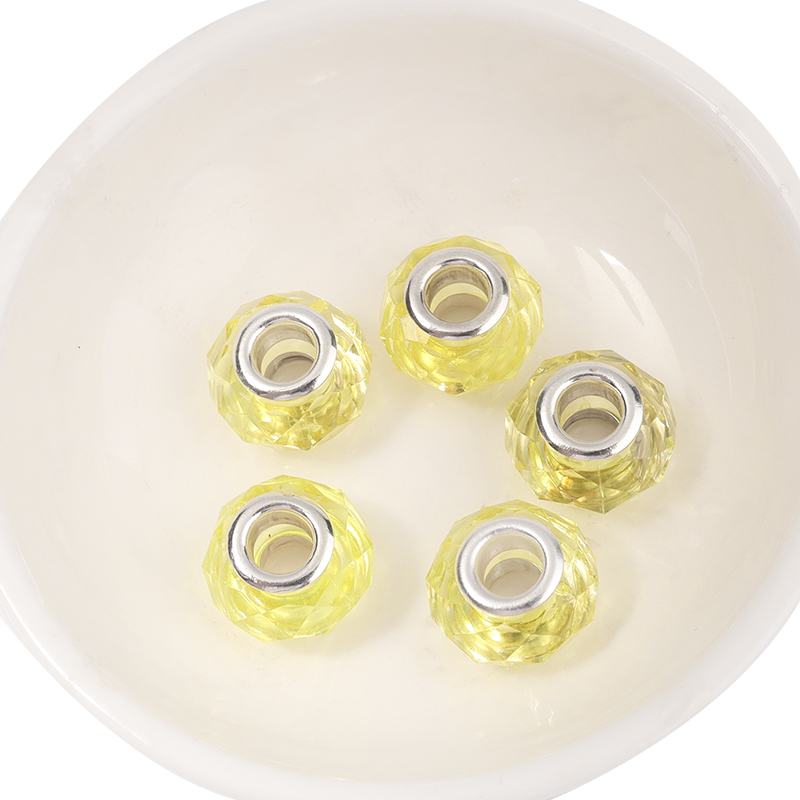 20 stuks/lot 14mm transparante, gefacetteerde harskralen met een groot gat voor het maken van sieraden, tussenkralen voor het maken van armbanden en kettingen: Goud