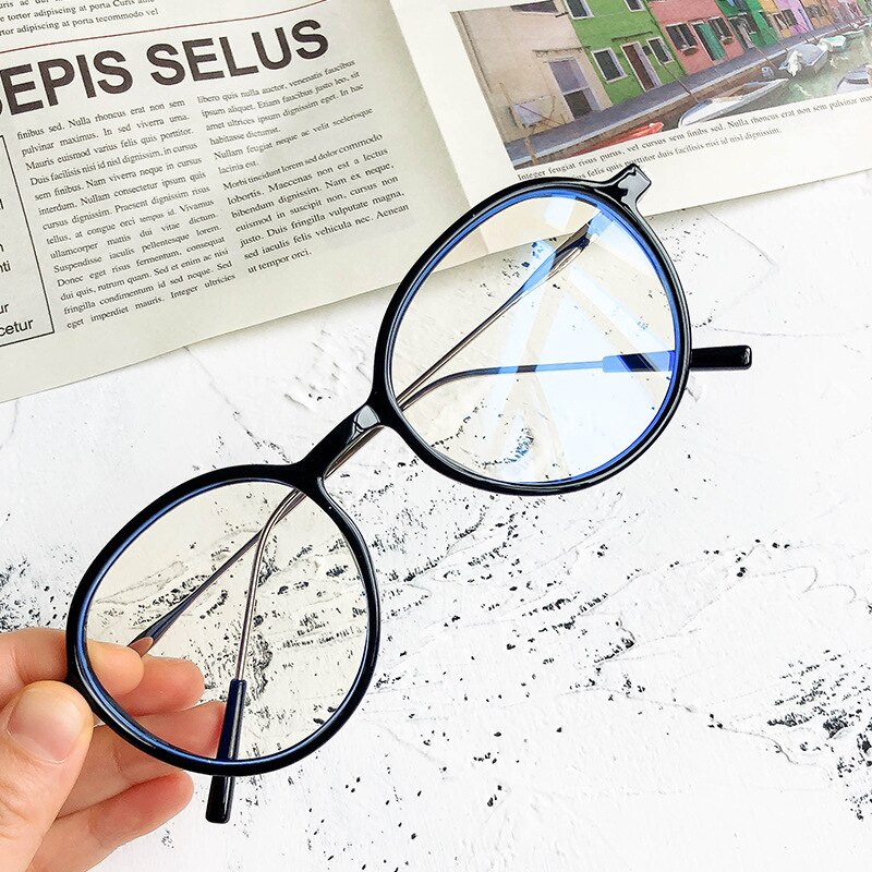 Anti-blauw licht retro brilmontuur volledig montuur heldere glazen effen bril trendy brilmontuur oogbescherming