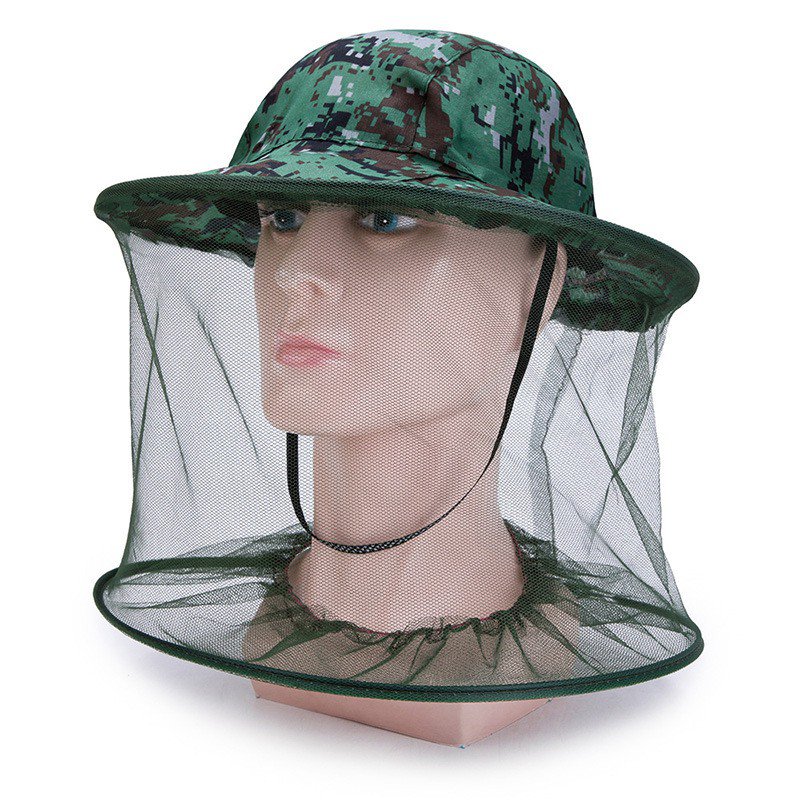 Mosquito Hat Fish Beekeeping Gauze Head Net Cap Anti Sun Protection Field Jungle Mask Face Protect Cover Cap Hats: C