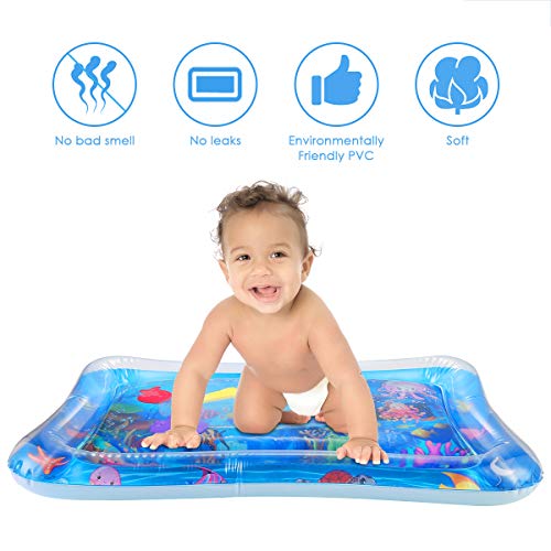 Tummy Time Baby Inflatable Water Mat, Apple Shape Infants Toddlers Activity Center Sensory Developmental Play Mat with Toys