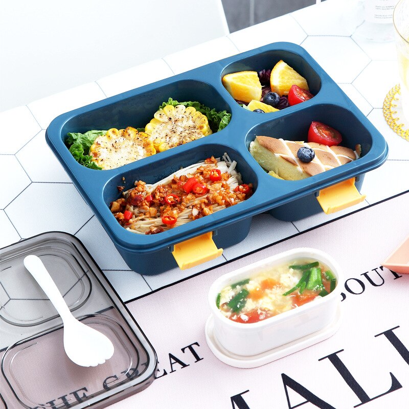 1300ml/850ml Healthy Plastic Lunch Box Snap Leak-Proof Microwave Dinnerware Bento Box Adults Kid Food Storage Container Lunchbox