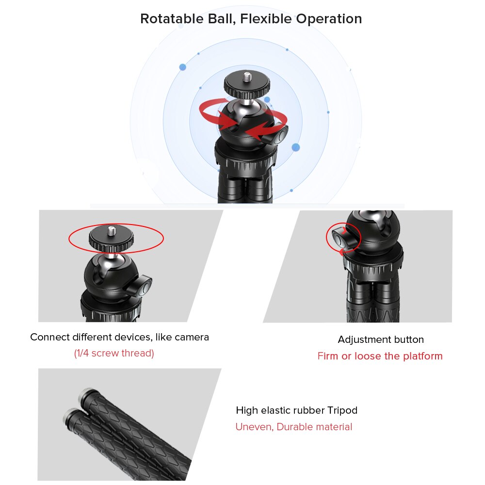 APEXEL professionele uitschuifbare Flexibele SLR Statief 360 Rotatie Verticale Schieten Telefoon statief Houder voor Gopro Sony Nikon Telefoon