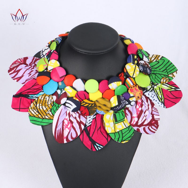 Ankara knapp haklapp knapp örhängen statement halsband tribal halsband handgjorda blomma form afrikanska smycken wya 063: 8