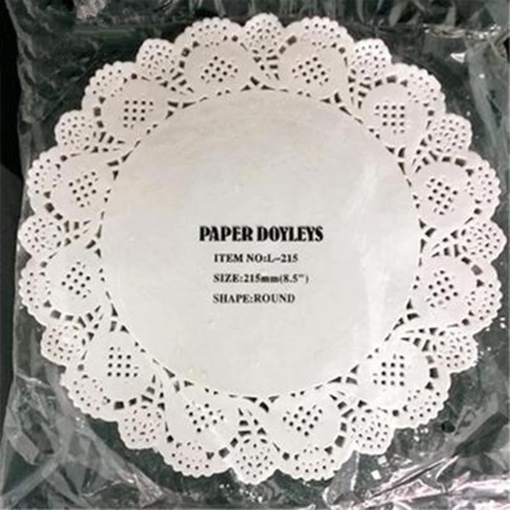 100 stk 11.4-26.7cm søde runde blonderpapir doilies håndværk kage placemat bryllupsfødselsdag prom fest diy dekoration: 216mm