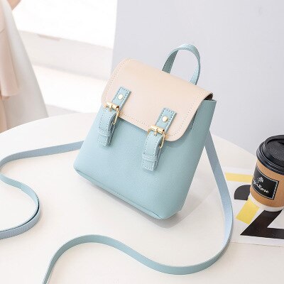 Kleine vrouwen rugzakken multifunctionele vrouwelijke mini rugzak pu lederen schoudertas mode dames crossbody tassen voor tienermeisjes: Sky Blue