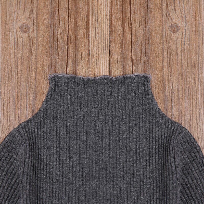 Wallarenear 1-6 jaar peuter babymeisje kindertopjes effen kleur opstaande kraag lange mouwen trui blouse voor lente herfstkleding