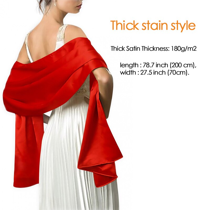 ] Women Long Black Satin Wrap Evening Party Stole Wedding Bridal Bridesmaid Shawl White Navy