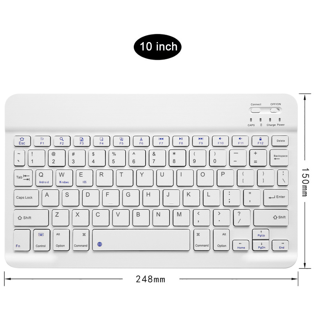 Clavier Bluetooth sans fil avec étui en cuir pour tablette universelle IOS Android Windows, étui en cuir magnétique détachable: Bleu