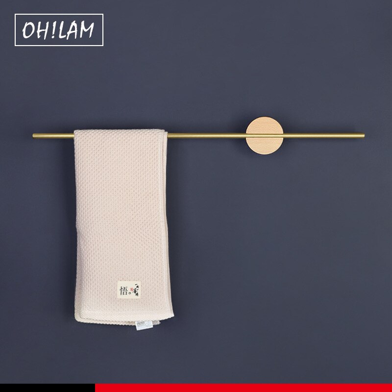Badkamer Armaturen Creatieve Verwijderbare Handdoekenrek Messing Handdoek Rail Zonder Nail Installatie Keuken Handdoek Bar Plank Houder