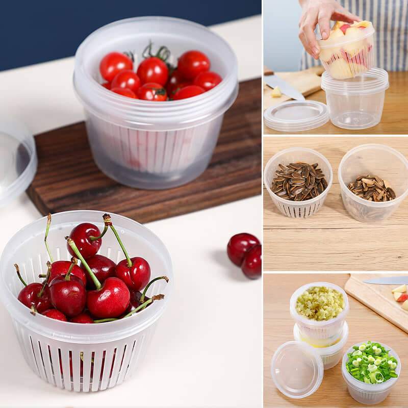 Double-layer chopped green onion storage box transparent sealed drain onion ginger minced garlic refrigerator can be ingredients