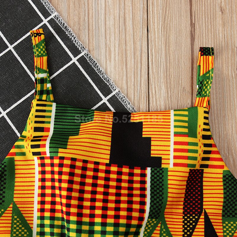 Baby Girls Party Dress African Clothing Children Bazin Riche Dashiki Dresses Kids Jumpsuit Printed Rompers with Headband