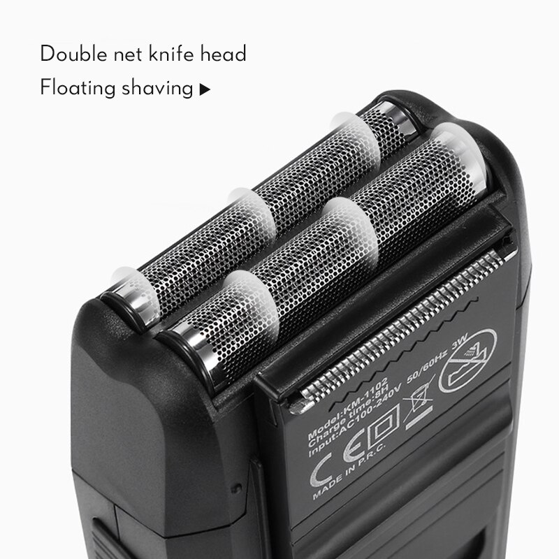 Kemei KM-2024/KM-1102 Shaver Rechargeable Wireless Electric Shaver Floating Double Heads Men's Trimmer Men's Beauty Device 32D