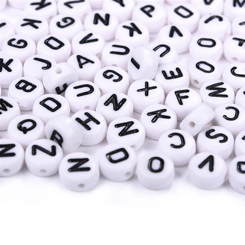 100pc Mixed English Letter Acrylic Beads Flat Heart Alphabet Number Beads For Charms Bracelet Necklace For Jewelry Making DI: 13
