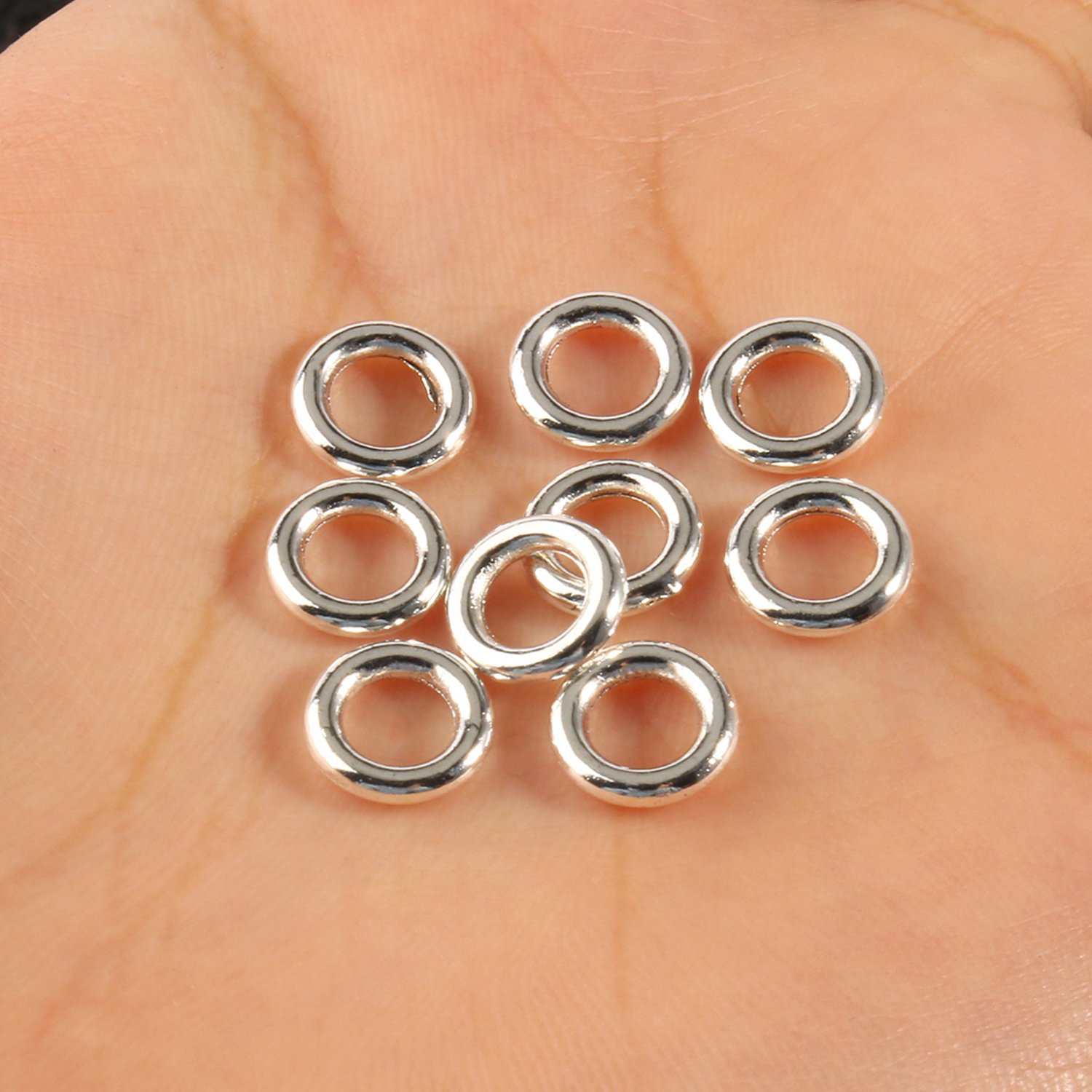 Anillos de aleación de Color dorado y plateado, conectores de aros circulares de Metal para fabricación de joyas, suministros de accesorios de bricolaje, 50 piezas, 8x2mm