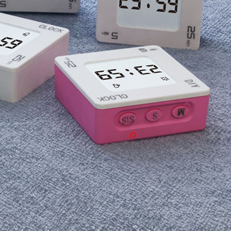 Plastic DIY Time Management Pomodoro Timer Four Reminder Modes Square flashing Vibration Alarm Clock for Students