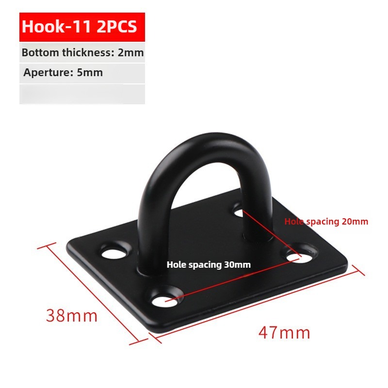 1/2/4pcsHook Eye Plate Heavy Oblong Duty Steel Stainless Pad Mount Wall U Boat Ceiling Hanger Ring Garage Hammock D Shape: S / black