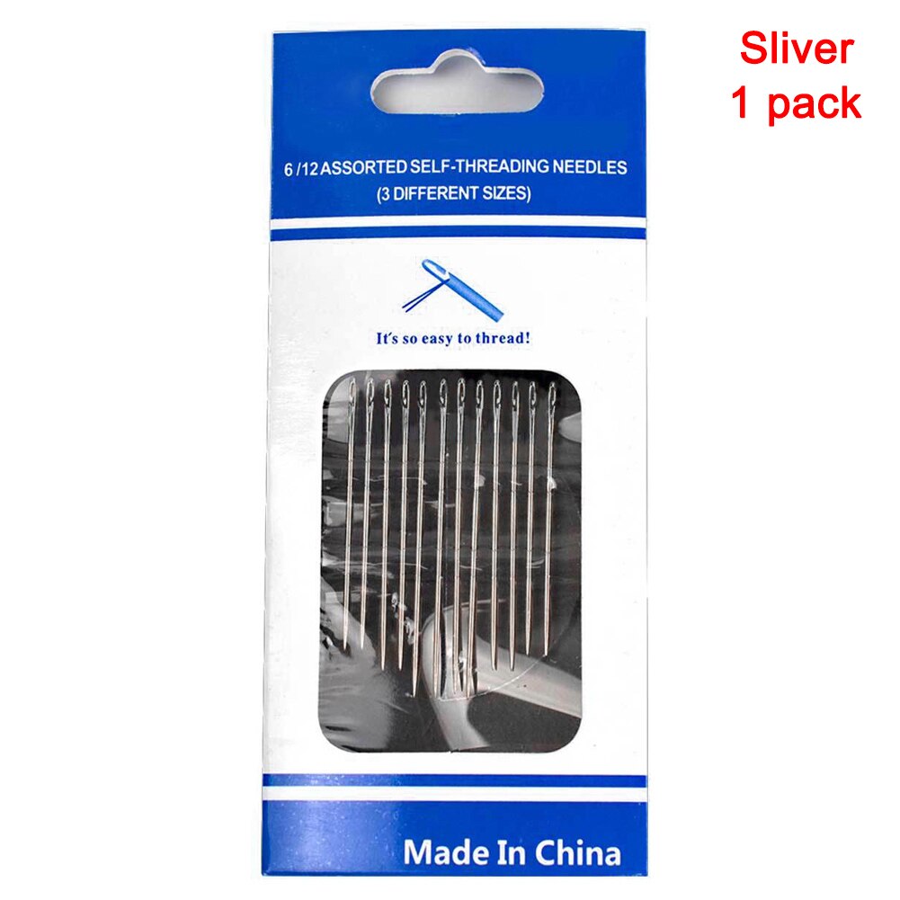 Self-threading Needles Set Side Opening Hand Sewing Home Household Tools FAS6: gold 1 pack