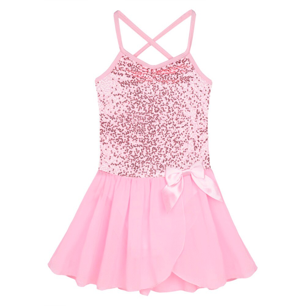 iEFiEL Sequined Sleeveless Princess Ballerina Fairy Party Costume Child Girls Gymnastic Ballet Leotard Tutu Dance Perform Dress