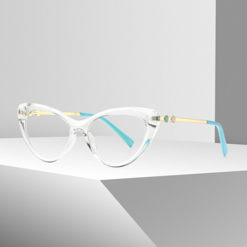 Montura de gafas de ojos de gato para mujer, lentes transparentes de de , gafas graduadas para miopía,