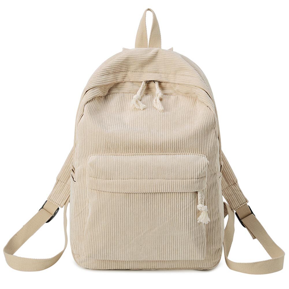 Vrouwen Casual Koreaanse Stijl Effen Kleur School Rugzak Mochila Mujer Zachte Stof Rugzak Voor Tienermeisjes: beige