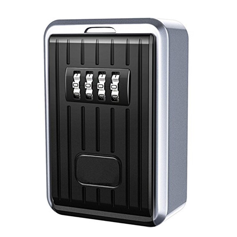 Lock Box 4 Digit Combination Waterproof Box Aluminum Alloy Weather Resistant Key Hider with Resettable Code Key Storage W