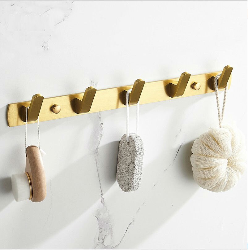 Geborsteld goud massief aluminium rij haak badjashaak zware wandgemonteerde handdoekhaak keukenmuur deur badkamerhaak