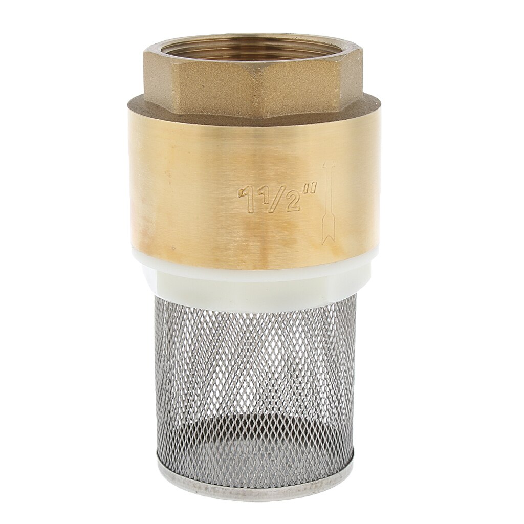 1-1/2'' Solid Brass One Way In-line Check Valve Water Gas Non-return Check Valve with Strainer Brass Foot Valve