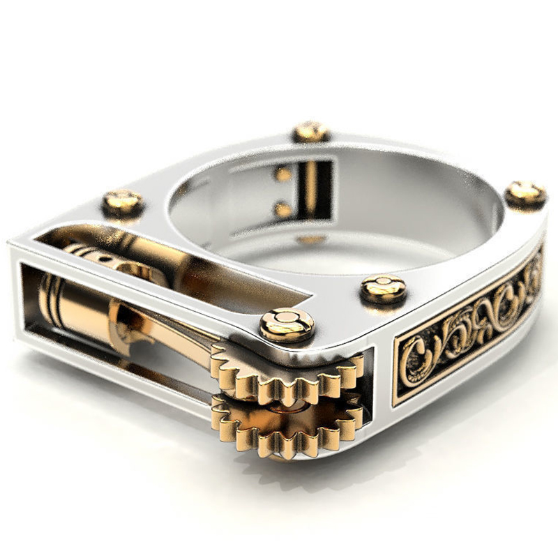 Mode Geometrische Mechanische Tandwiel Ring Mannen Vrouwen Zilveren Punk Hip Hop Band Vinger Ringen Moderne Sieraden