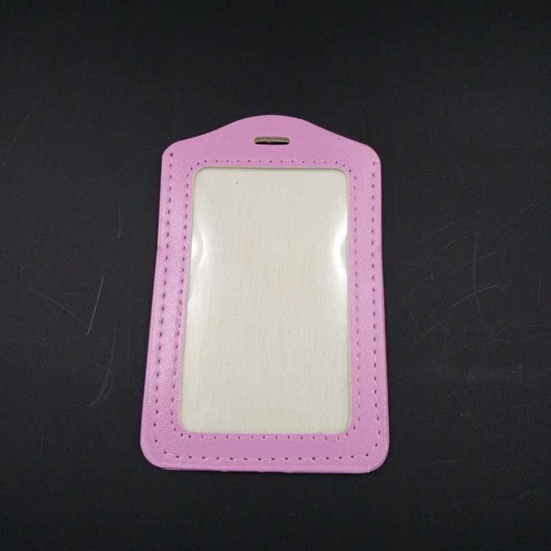 Plastic Id Kaarthouder Pvc Portemonnee Transparante Pass Badge Holder Pocket Pu Business Id-kaart: Roze